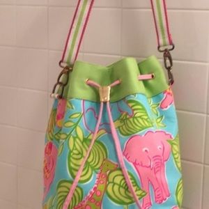 Lilly Pulitzer canvas drawstring shoulder bag